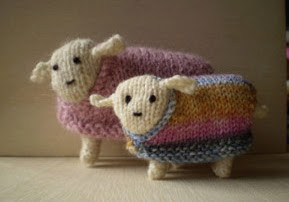 Knitted sheep with sweaters