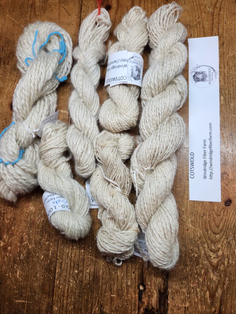 Spun Cotswold skeins