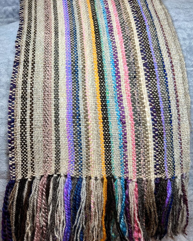 striped shawl made with variable dent rigid heddle